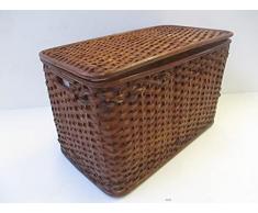 CESTO PORTA BIANCHERIA BAULE VIMINI IN RATTAN FODERA TEXTILENE CM 61X38X40 H PORTABIANCHERIA NOCE