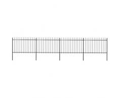 vidaXL Recinzione da Giardino con Punta a Lancia Decorativa Robusta Pannelli e Pali Recinto Barriera Esterna in Acciaio Verniciato 6,8x1,2 m Nero