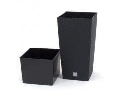 Terra - Vaso Rato in plastica con Inserto Grigio, 60 cm