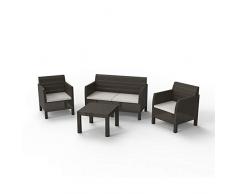 Toomax Set mobili da Giardino Matilde 4 posti, Composto da DIVANETTO A 2 POSTI, 2 POLTRONE E TAVOLINO, in Resina Anti-UV ed intemperie, Colore Marrone, Art 114