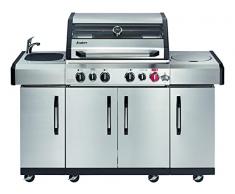 Enders Barbecue a Gas Kansas PRO 4 SIK Profi Turbo - 4 Fuochi + Infrarossi - in Acciaio Inossidabile con fornello Laterale - Turbo Zone & Heat Range - Simple Clean #8711, Argento