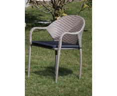 HOMEGARDEN Coppia di Poltrona con Cuscino in polirattan da Giardino