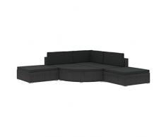 vidaXL Set Divani da Giardino 6 pz con Cuscini Foderati Lavabili Modulare Leggero Elegante Arredi da Esterno in Polyrattan Nero Telaio in Acciaio