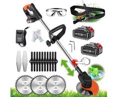 Decespugliatore a Batteria 3 in 1 Multifunzione Elettrico Tagliabordi con Weeder Manuale Tagliaerba Testata Regolabile e Maniglia Telescopica per Giardino, Prato Inglese,36v black orange