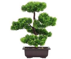 Aisamco Bonsai Albero finto Decorazione artificiale in vaso Piante giapponesi Pino Pianta 33 cm di altezza per esposizione decorazione domestica