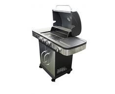 MilaniHome Barbecue A Gas In Acciaio Inox 3 Fuochi + 1 Laterale Per Esterno Giardino, Portico, Terrazzo
