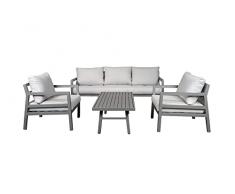 Arredo Stock Set da giardino in alluminio con divano, due poltrone e tavolino