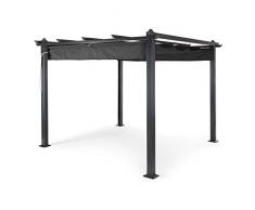 Blumfeldt Pergola Impermeabile con Tetto Retrattile, Pergola 3x3 Stabile, Gazebo Pergola in Metallo e Struttura in Alluminio, Pergolato da Giardino Anti UV, Tendone da Giardino, Tetto in Poliestere