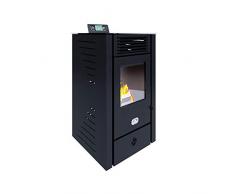 STUFE A PELLET ITALIA - California 8Kw - Stufa ad Aria Ventilata, Efficienza 91%, Scalda 70m², Autonomia 20H, 5 Velocità e Potenze, Programmabile, Garanzia 24 Mesi, NERO
