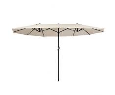 Zelsius Ombrellone da Sole | Ombrellone con manovella | Crema - 460x270 cm | Ombrellone da Mercato | per Balcone e Giardino