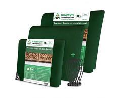 CoverUp! Telo ombreggiante 3 x 4 m inkl. 12 tenditori per teli - tenda da sole con occhielli telo protettivo antistrappo impermeabile 200 g/m2 - verde