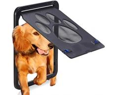 Porta per Gatti HUA Porta per Animali Domestici/Gattaiola con Chiusura A 2 Vie, Porta A Ribalta Trasparente di Entrata E Uscita Libera per Porta Zanzariera, 2 Misure (Size : Large)