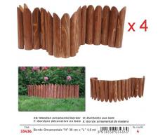 Bettygarden Bordo Ornamentale Per Giardino In Legno Colore Ciliegio (Conf 4 Pz / "H" 30 Cm X "L" 4,8 Mt Totali) - Bordi Ornamentali