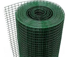 Rete Metallica Plasticata In Verde, Rotolo da 10 Metri, Maglia 12,7X12,7mm, Rete Protettiva Per Recinzione Giardino (100cm)
