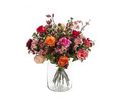 artplants.de Mazzo di Fiori Artificiale Feme, Rosa-Arancione, 45cm, Ø 40cm - Bouquet di Fiori Finti/Fiori Sintetici