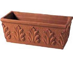 FIORIERA RETTANGOLARE CON IL FORO PER LACQUA (3 PEZZI) DA ESTERNO IN TERRACOTTA - “CASSETTA ROMA” PER PIANTE E FIORI, MADE IN ITALY; LUNGHEZZA CM. 26, LARGHEZZA CM. 15,5, ALTEZZA CM. 13,5.