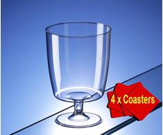 40 bicchieri da vino di plastica usa e getta, 200 ml, ideali per picnic, campeggio e glamping, festival, piscine esterne, barbecue, giardino e per le occasioni speciali Confezione da 40 pezzi con 4 sottobicchieri AIOS inclusi
