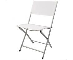 AKTIVE 61109 Sedia Pieghevole da Giardino, Metallo Textilene, Bianco