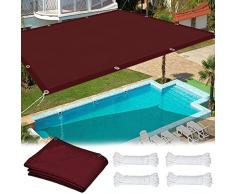 Vela Ombreggiante Impermeabile 3 x 8 m Protettiva dal Sole Anti Raggi UV Tenda a Vela Giardino con Fune per Giardino Esterno terrazza, Weinrot