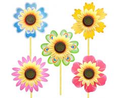 2 Pezzi Girandola con Fiore, Girandole a Vento Colorato di Girasole, Girandole Bambini Girasole Decorativo per Balcone, Prato, Terrazza e Giardino (Colore Casuale)