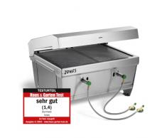 BURNHARD Jones Barbecue a Gas Portatile e Pieghevole in Acciaio Inox, 2 bruciatori, con Coperchio, multiutensile e Zaino per Il Trasporto Incluso, griglia Pieghevole Ideale per Il Campeggio