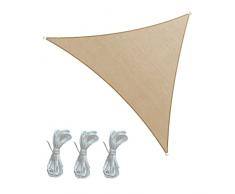 Rebecca Mobili Vela Ombreggiante Tenda Outdoor Beige Triangolare Anelli Rinforzati Corde Incluse Polietilene Anti UV 3,6x3,6x3,6 mt (cod. RE6340)