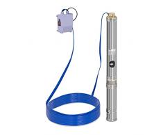 MSW Pompa Sommersa Per Pozzo Pompa Sommergibile MSW-SPP43-075 (Prestazioni max: 4.800 l/h, 750 W, Profondità max: 91 m, Ø 95 mm, Scatola di comando incl., Acciaio inox)