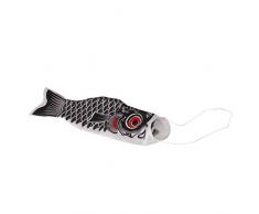 Blesiya Carpa Bandiera Koi Nobori Sailfish Vento Streamer Segnavento Segno Barca Marina - Nero 55cm