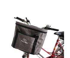 Bella & Balu Cestino anteriore per cani fino a 5 kg | Borsa da bicicletta rimovibile e pieghevole con cintura di sicurezza, pratiche maniglie e tasca laterale con rivestimento morbido