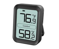 BFOUR Termoigrometro digitale igrometro termometro igrometro interno temperatura e umidità con indicatore per controllo del clima ambiente, nero