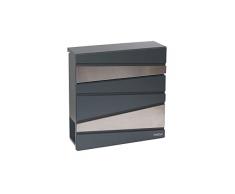 ARREGUI Armor E6905 Cassetta Postale in Acciaio e Acciaio Inossidabile con Portagiornali, Formato M (DIN A4), Cassetta della Posta da Parete Moderna con Coperchio Protettivo, Grigia Antracite e Inox