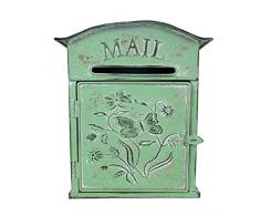BAABJI Cassetta Postale Vintage in Metallo for Esterni Vernice Shabby Chic Cassetta Postale da Parete in Stile Americano Decorazione Fiori e Uccelli da Giardino