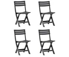 Tomaino - Set da 4 Sedie Pieghevoli da Interno Ed Esterno in Plastica Sedie Apri e Chiudi (Antracite)