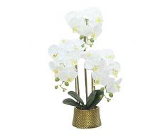 household items Fiore di Orchidea Artificiale, Fiore Artificiale Bianco Bonsai pianta Artificiale con Vaso Dorato, Piante vivide posizionate Phalaenopsis Decorazione Domestica