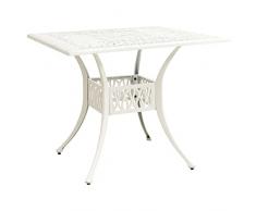 Keketa Tavolo da Giardino Tavolo Esterno Tavolo Terrazzo Esterno Tavolo da Balcone Tavolo da Campeggio Tavolo Quadrato Tavolino da Esterni Bianco 90x90x73 cm in Alluminio Pressofuso