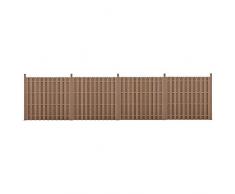 neu.holz Steccato per Giardino Staccionata Recinzione Pannello WPC Legno Composito Set di 4 Pezzi 11 Doghe 185 x 747 cm Marrone