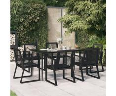 Festnight Set da Pranzo da Giardino, Set Da Giardino, Set Tavolo E Sedie Da Giardino, Tavolo E Sedie Da Giardino, Mobili Giardino Esterno, 7 pz Nero in Rattan PVC