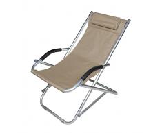 Poltrona A Dondolo Sedia Sdraio Portatile Pieghevole Dondolino Oscillante Alluminio Tubolare Ossidato Tessuto 600d Con Cuscino Arredo Esterni Spiaggia Mare Campeggio Camping 73 x 90 x 60 cm (Beige)