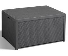 Allibert 220002 Monaco - Tavolino Lounge/cassapanca per Cuscini, in plastica, Simil-Vimini, Colore: Grigio