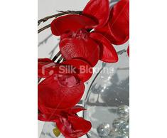 Orchidea Phalaenopsis artificiale in vaso, colore: rosso con motivo floreale