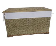 BAULE VIMINI RATTAN CM 75X45X45 H CORDONCINO DI BANANO PORTA BIANCHERIA FODERA COTONE STRUTTURA IN ROBUSTE CANNE DI RATTAN
