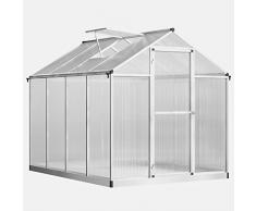 Outsunny Serra per Piante Porta Scorrevole Base Zincata Orto Tetto Regolabile Porta Scorrevole Telaio in Alluminio 242 x 190 x 195 cm