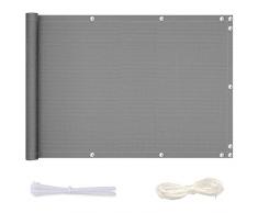 Recinzione Copertura per Balcone 100x200cm,Resistente Muffa Giardino Protezione della Privacy Schermo Antistrappo Telo Privacy Giardino con Occhielli Corde e Fascetta,Oxford,Grigio