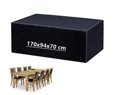 Mutsitaz Copertura per Mobili da Giardino, Rettangolare Impermeabile Telo Poliestere per Mobili Esterni Tavolo e Sedie , 170 x 94 x70cm Nero