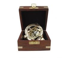 Nobile Meridiana Bussola, Sonnenuhr- Bussola in Edelholzbox, Ottone lucido