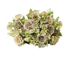 tinysiry Peonia Rose Fiore Finto Artificiale, Seta Peonia Rosa Mazzo Di Ortensie Matrimonio, Decorazioni Per Feste, Rosa Finta Con Foglie Verdi Per Fai Da Te Verde