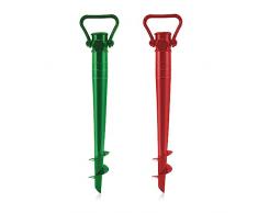 Gesar 2 Pezzi Trivella per Ombrellone da Spiaggia - Picchetto per ombrellone - Base ombrellone Spiaggia - Accessori Spiaggia - Puntale ombrellone - Picchetti ombrellone Spiaggia (Verde - Rosso)