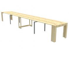 VE.CA.s.r.l. Tavolo per Esterno consolle allungabile Plutone - da 70 cm a 380/485 / 590 cm, in Abete lamellare Idrorepellente - arredo Giardino Esterno (Abete Naturale, allungabile da 70 a 590 cm)