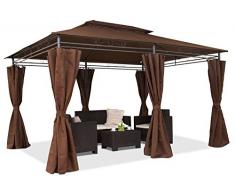 Garden Point Gazebo da Giardino Ibiza | 300 x 400 cm | Rettangolare | Idrorepellente | Ideale per i mobili da Giardino e Lo Jacuzzi | Montaggio Facile| Tende in Set | Marrone
