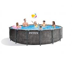 Intex 26742 Piscina Greywood Prisma Frame 457 X 122 Cm, Effetto Legno Grigio